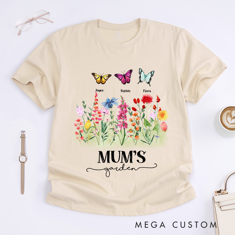 Personalized Garden Butterflies Classic T-Shirt Gifts for Mom Grandma