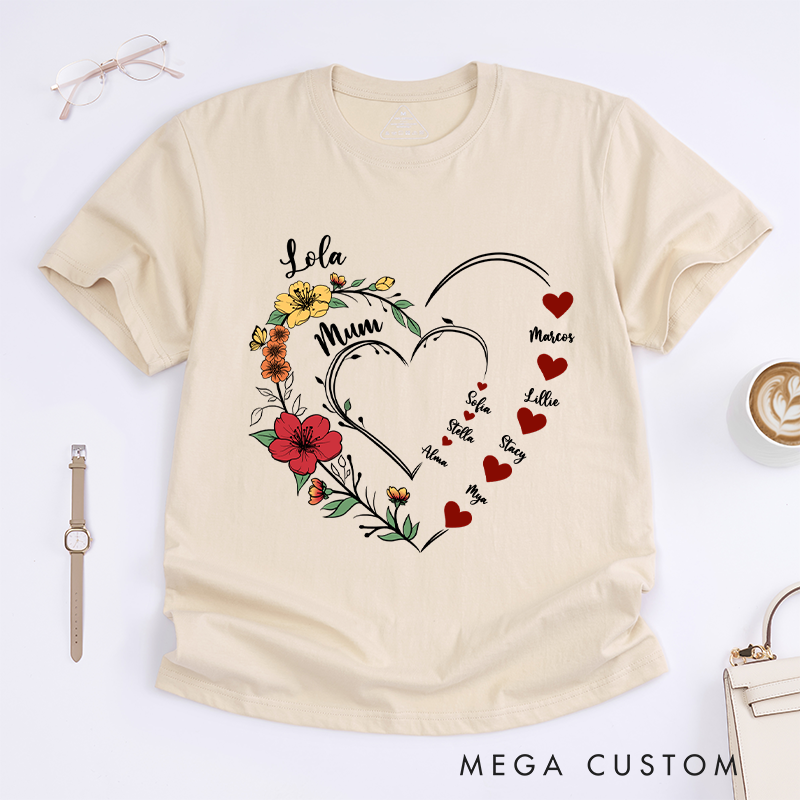Personalized Sweethearts Flower Classic T-Shirt Gifts for Mom Grandma
