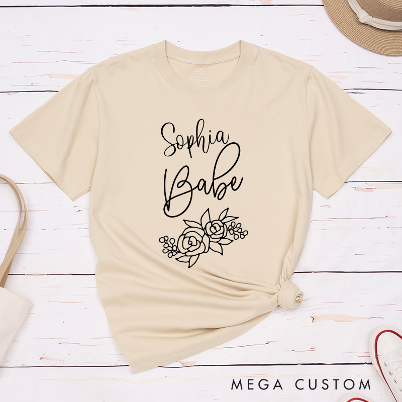Personalized Bride Flower Matching T-Shirt Babe Floral T-Shirt Wedding Bridesmaid T-Shirt Bachelorette Party Gift