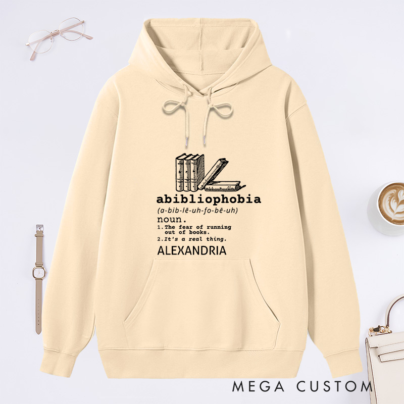 Personalized Abibliophobia Classic Hoodies Book Lover Hoodies Reading Hoodies with Name Librarian Gift Book Lover Gift For Reader