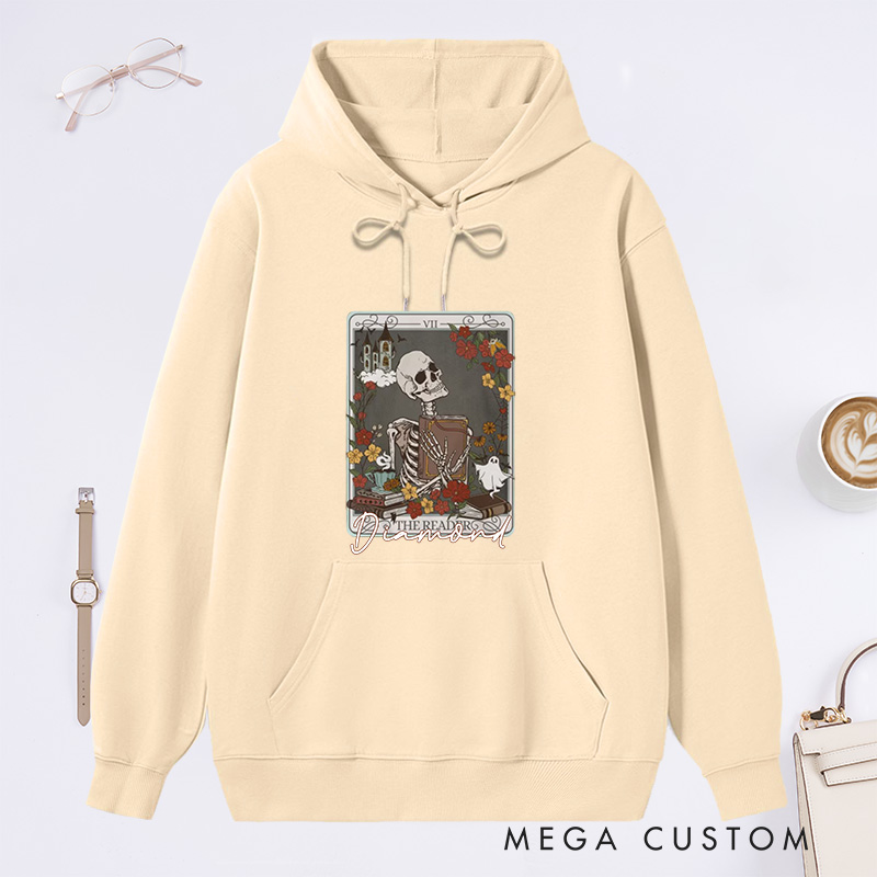 Personalized the Reader Tarot Card Crewneck Classic Hoodies Bookish Hoodies Custom Book Lover Hoodies with Name Librarian Gift Reader Gift