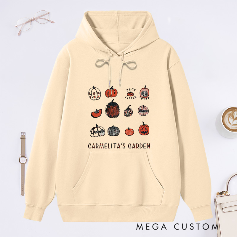 Personalized Pumpkin Classic Hoodies Custom Gardening Hoodies with Name Plant Lover Gift Gardening Gift for Gardener