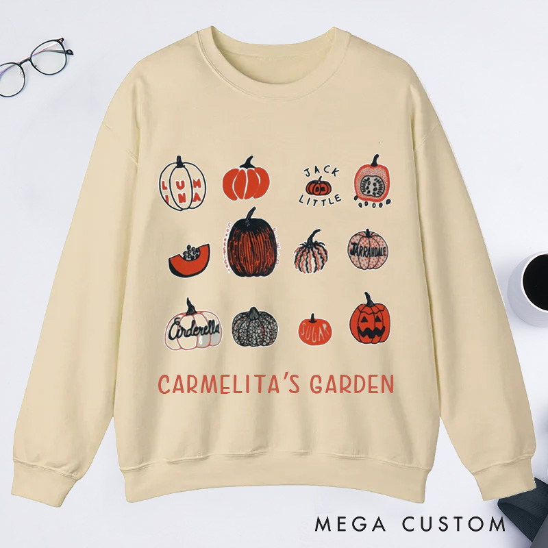 Personalized Pumpkin Classic Sweatshirts Gardener Sweatshirt with Name Halloween Sweatshirt Plant Lover Gift Gardening Lovers Gift