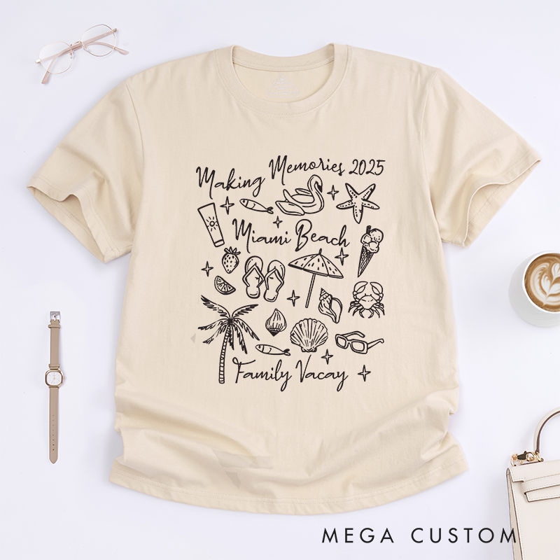 Personalized  Matching Family Beach Vacation Tee with a Coastal Aesthetic Classic T-shirt