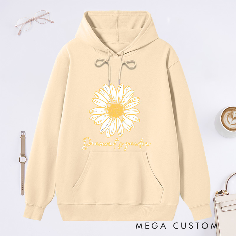 Personalized Daisy Classic Hoodies Custom Flower Hoodies with Name Plant Lover Gift Gardening Lover Gift for Gardener Gift