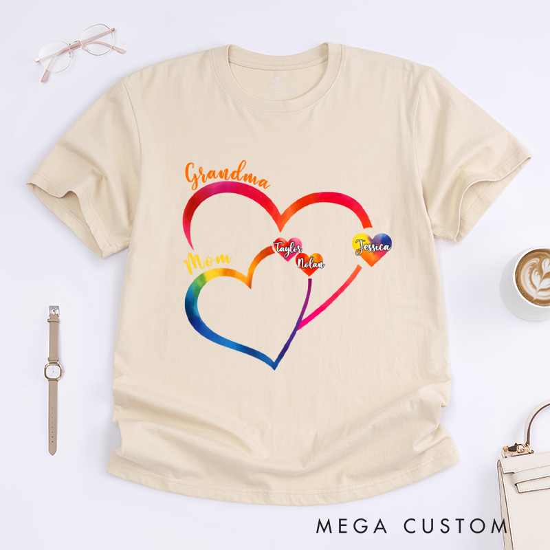 Personalized Generations Linked by Love Classic T-Shirt Gift for Mom Grandma