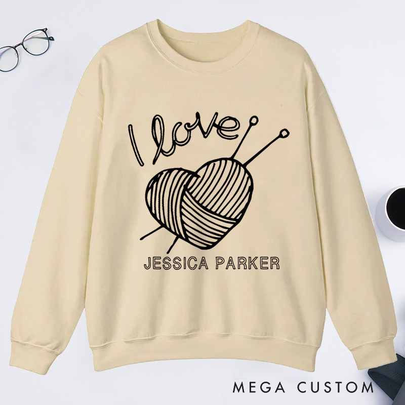 Personalized I Love Knitting Classic Sweatshirts Knitting Shirt Gifts for Knitter Grandma Shirt Knitting Lover Shirt