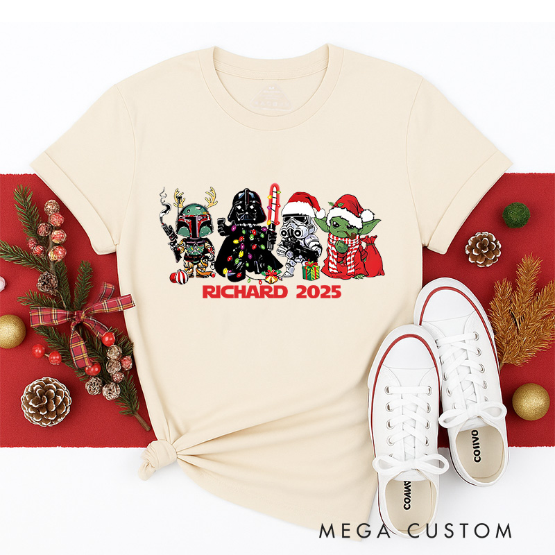 Personalized Star Crew Christmas Classic T-Shirts Galaxy War Film Tshirt Movie Holiday Shirt