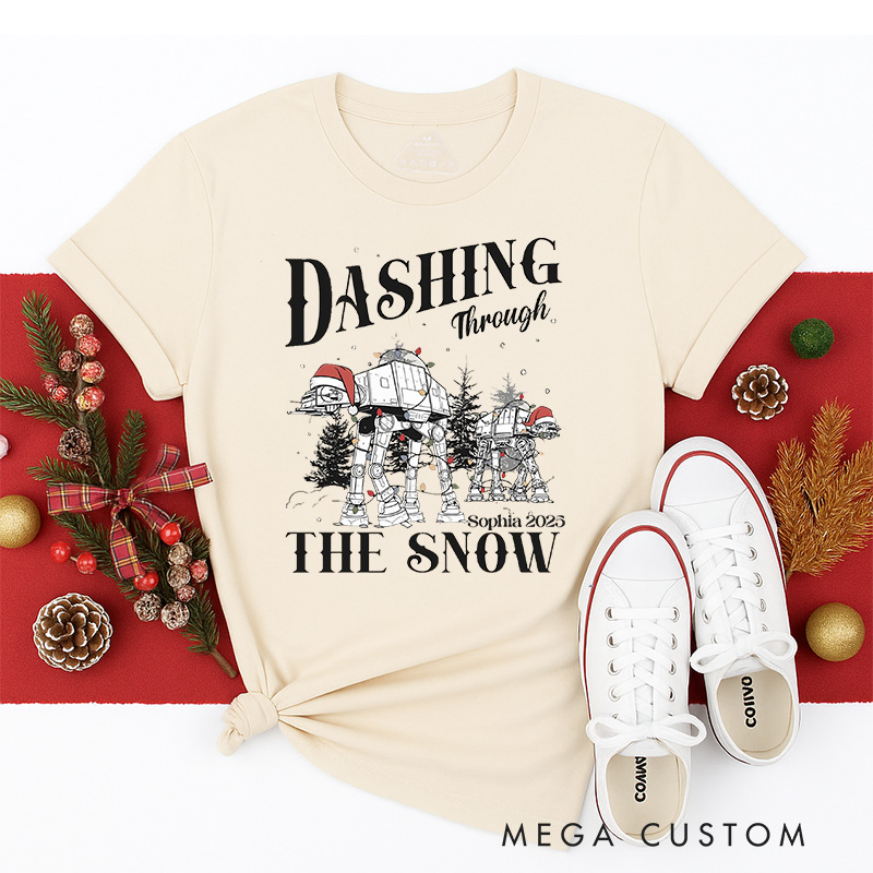 Personalized Star Dashing through the Snow Christmas Classic T-Shirts Galaxy War Film Tshirt Movie Holiday Shirt