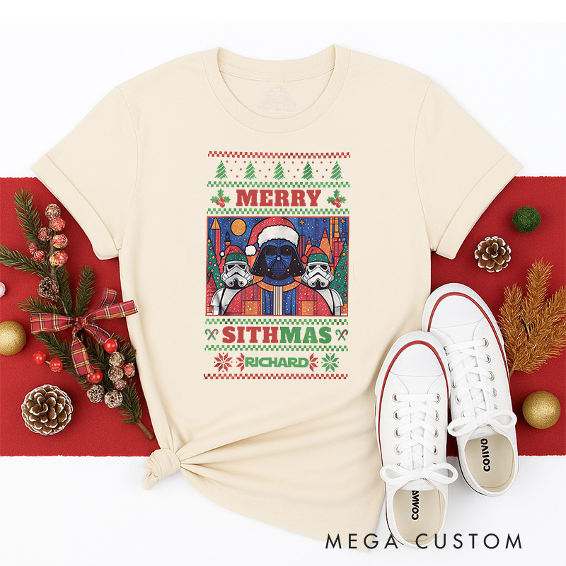 Personalized Sithmas Be with You Christmas Classic T-Shirts Galaxy War Film Tshirt Movie Holiday Shirt