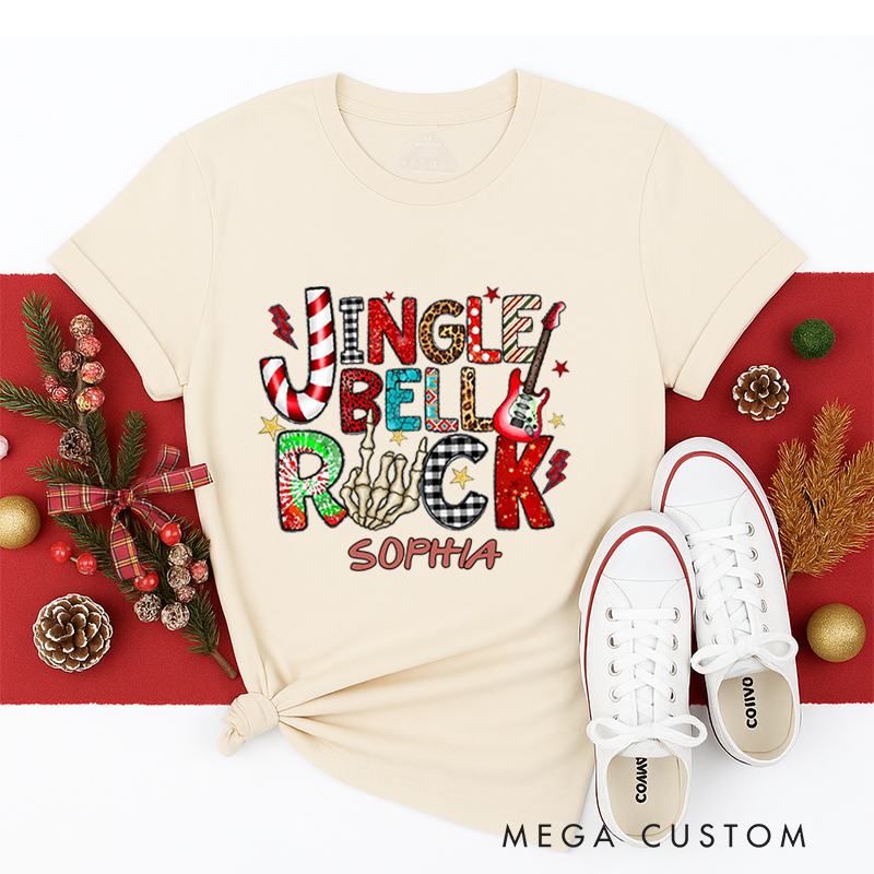 Personalized Classic T-Shirts Jingle Bell Rock Tee Christmas Music Lover Gift