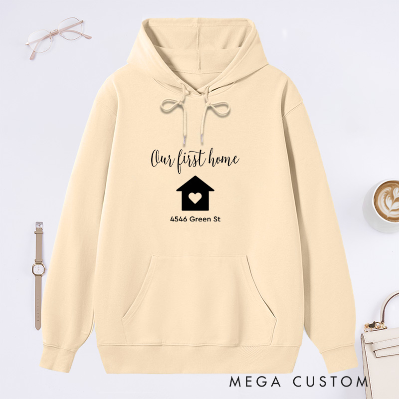 Personalized Hoodie Our First Home Sweatshirt Custom Christmas Sweatshirt for Housewarming Holiday Gift New Home Gifts