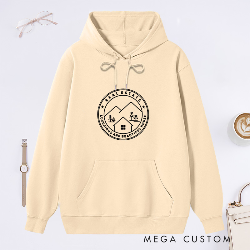 Personalized Hoodie Retro Hoodie Print Custom Text Hoodie Comfortable Christmas Sweatshirt for Housewarming Holiday Gift Real Estate Gifts