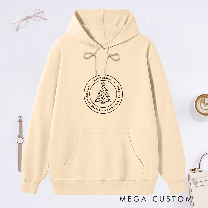 Personalized Hoodie Christmas Tree Design Custom Family Christmas Name Sweatshirt Housewarming Holiday Gift New Home Theme