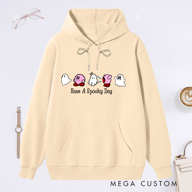 Personalized Hoodie Have a Spooky Day Design Cute Ghost and Character Theme Comfortable Sweatshirt for Housewarming Halloween Gift