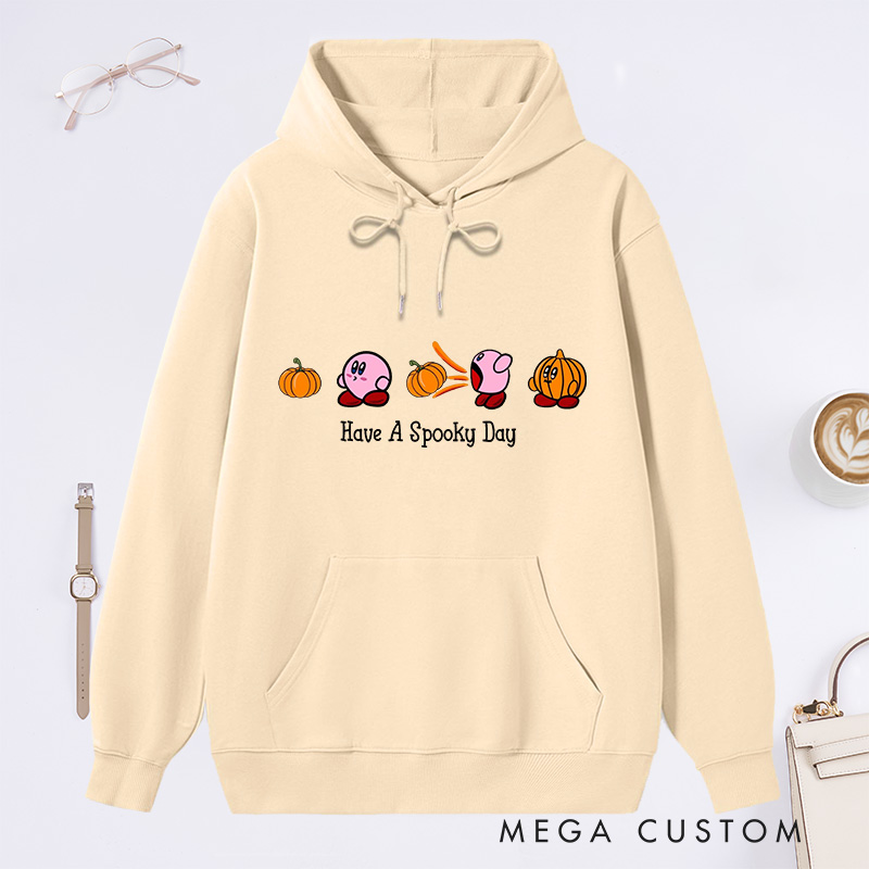 Personalized Hoodie Have a Spooky Day Design Cute Pumpkin and Character Theme Halloween Housewarming Gift Available in Multiple Colors and Sizes