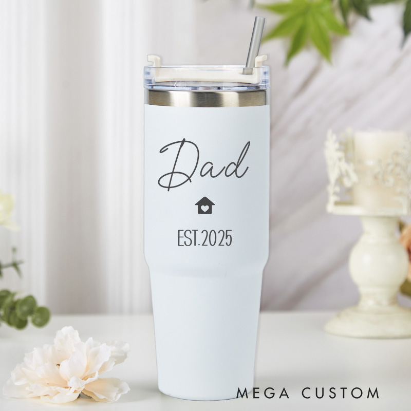 Personalised Engraved 30oz Stainless Steel Cup for Dad Custom Insulated Cup with Straw Laser Engraved Tumbler Housewarming Gift