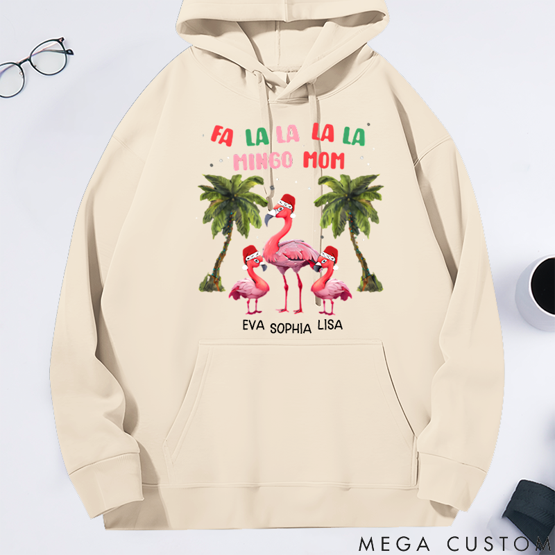 Personalized Christmas Family Reunion Theme Flamingo Mom Classic Hoodie