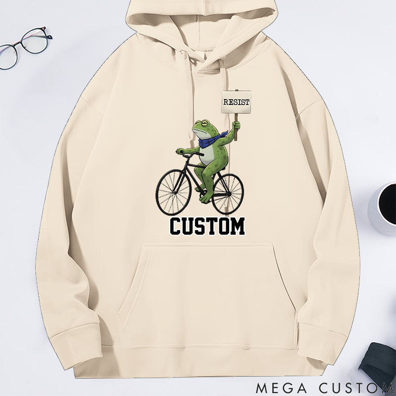 Personalized Classic Hoodie Portland Bicycle Frog Protest Design