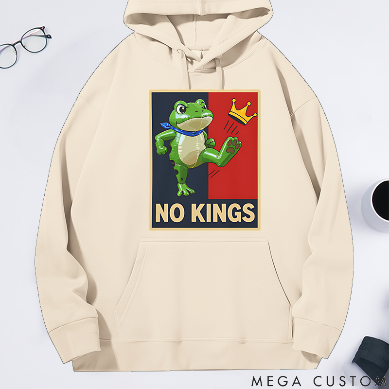 Personalized Classic Hoodie Portland Frog Protest No Kings in America Theme