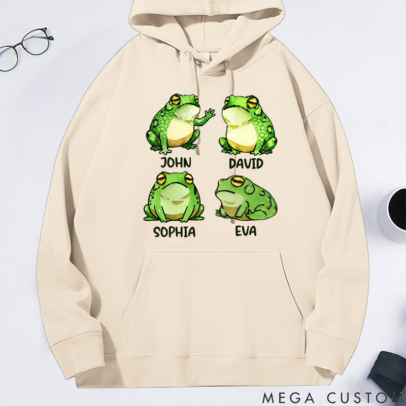 Personalized Classic Hoodie Fun Frog Family Pattern Design