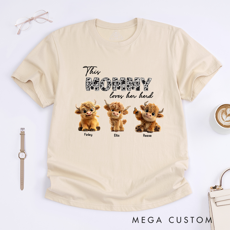 Personalized this Grandma Loves Her Herd Classic T-Shirt Highland Cattle Shirt