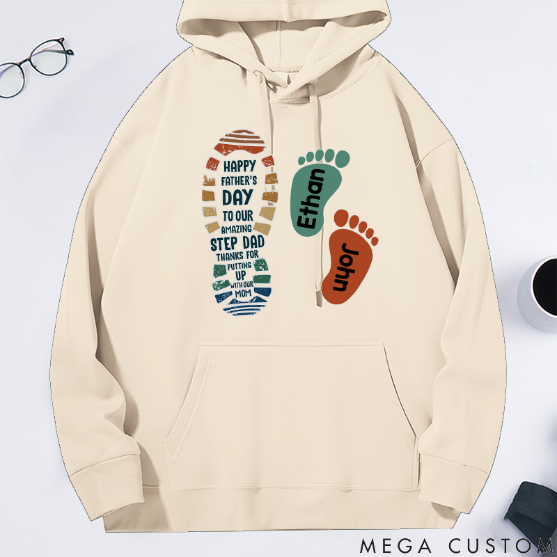 Personalized Family Hoodie Footprint Pattern Design Thank You for Tolerating Us