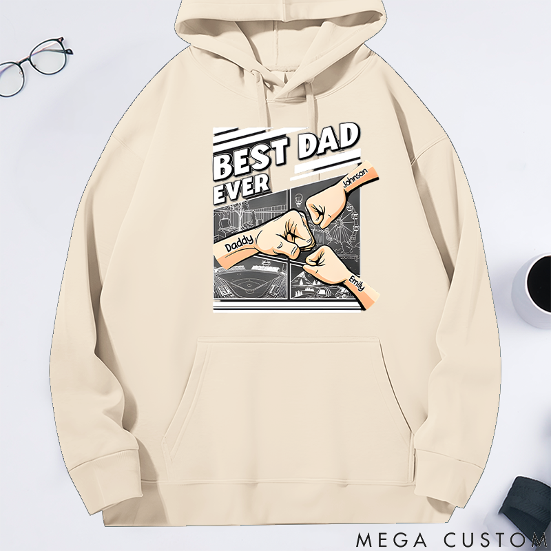 Personalized Classic Hoodie Best Dad Ever Fist Bump Design
