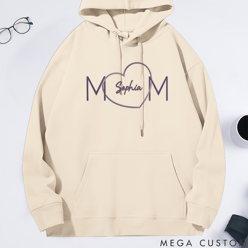 Personalized Classic Hoodie Love Mom Creative Heart Design