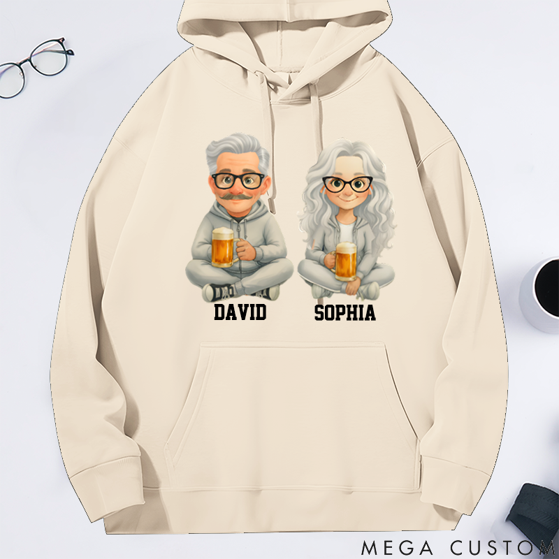 Personalized Classic Hoodie Watercolor Style Trendy Grandparents Love Beer the Most