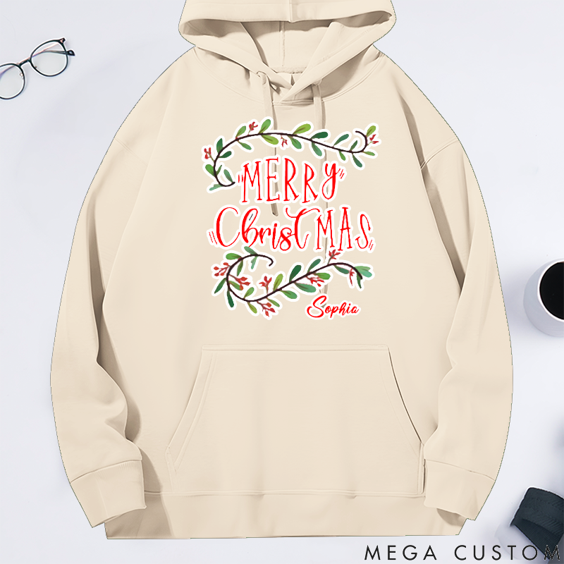 Personalized Classic Hoodie Merry Christmas Themed Minimalist Design