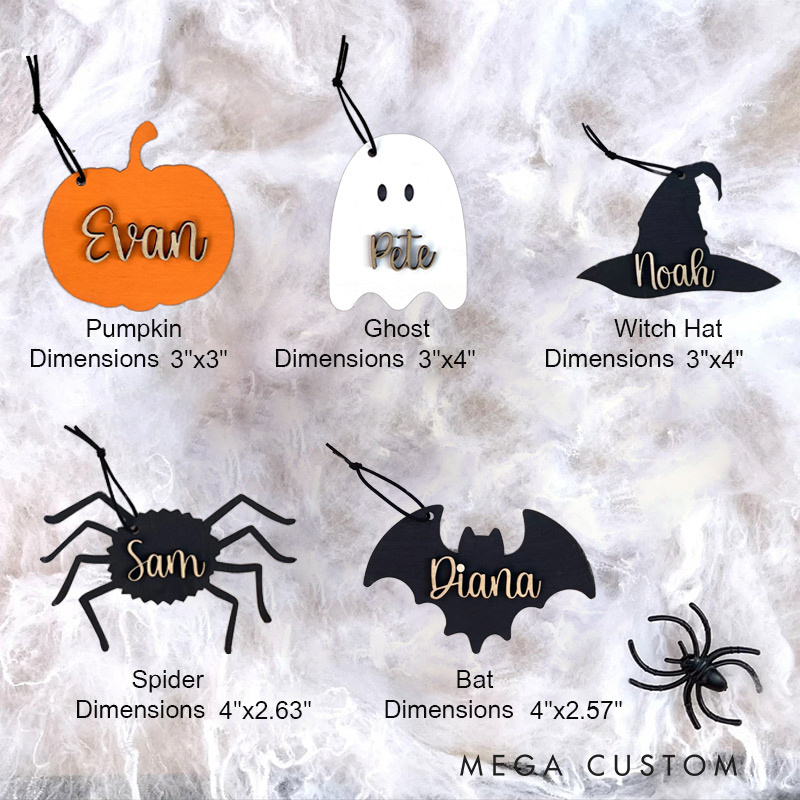 Personalized Halloween Hanging Ornaments Wooden Boo Name Tag Halloween Decor
