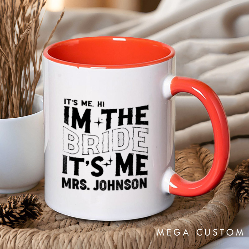 Personalized Modern Vintage It's Me Bride and Groom Matching Wedding Couple Mugs