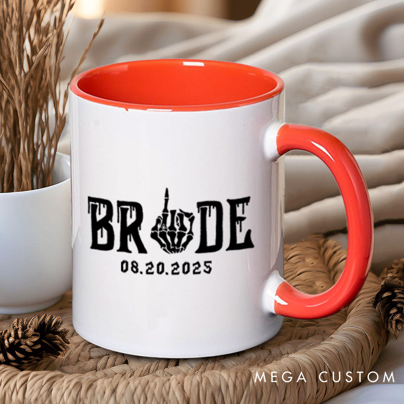 Personalized Funny Gesture Skeleton Bride and Groom Matching Wedding Couple Mugs