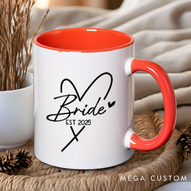 Personalized Bride and Groom with Heart Wedding Couple Mugs