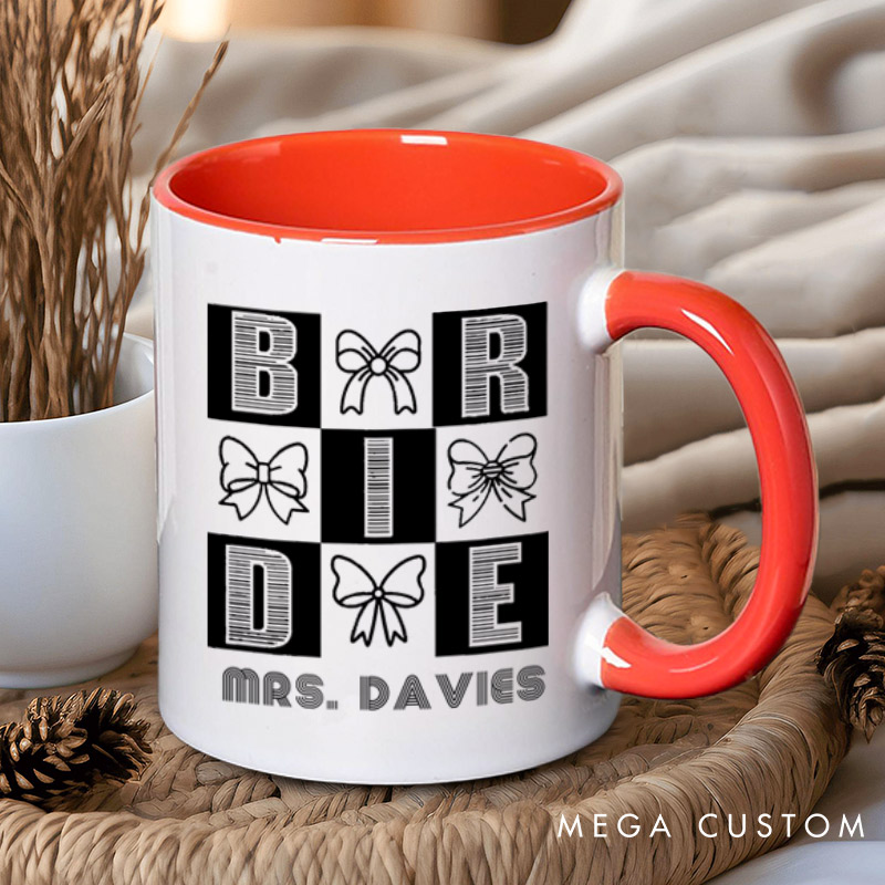 Personalized Chic Bow-Themed Bride and Groom Matching Wedding Couple Mugs