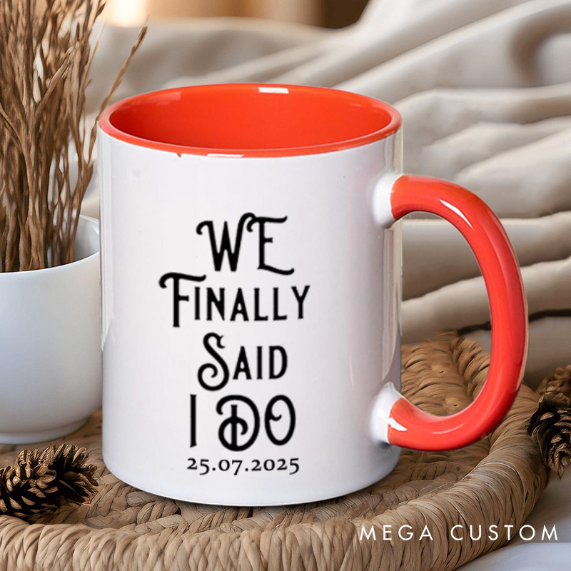 Personalized We Finally Said I Do Proposal Engagement Couple Mugs