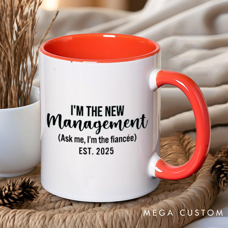 Personalized Under New Management and I'm the New Management Engagement Couple Mugs