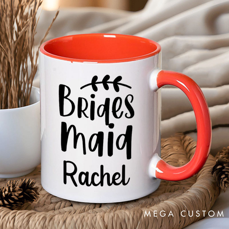 Personalized Bridesmaid with Wreath Leaf Mug Maid of Honor Mug with Name Bachelorette Party Mug Bridesmaid Proposal Gift Bridal Shower Mug