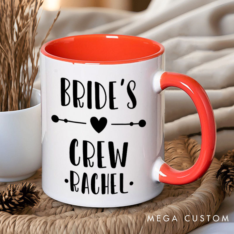 Personalized Bride’s Crew with Heart Mug Bridesmaid Name Mug Maid of Honor Mug Bachelorette Party Mug Bridesmaid Proposal Gift Bridal Shower Mug