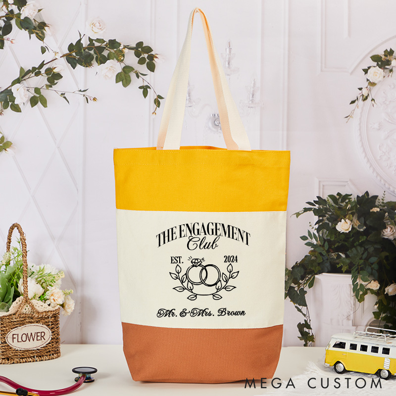 Personalized the Engagement Club Ring and Branches Tote Bag for Engagement Couple