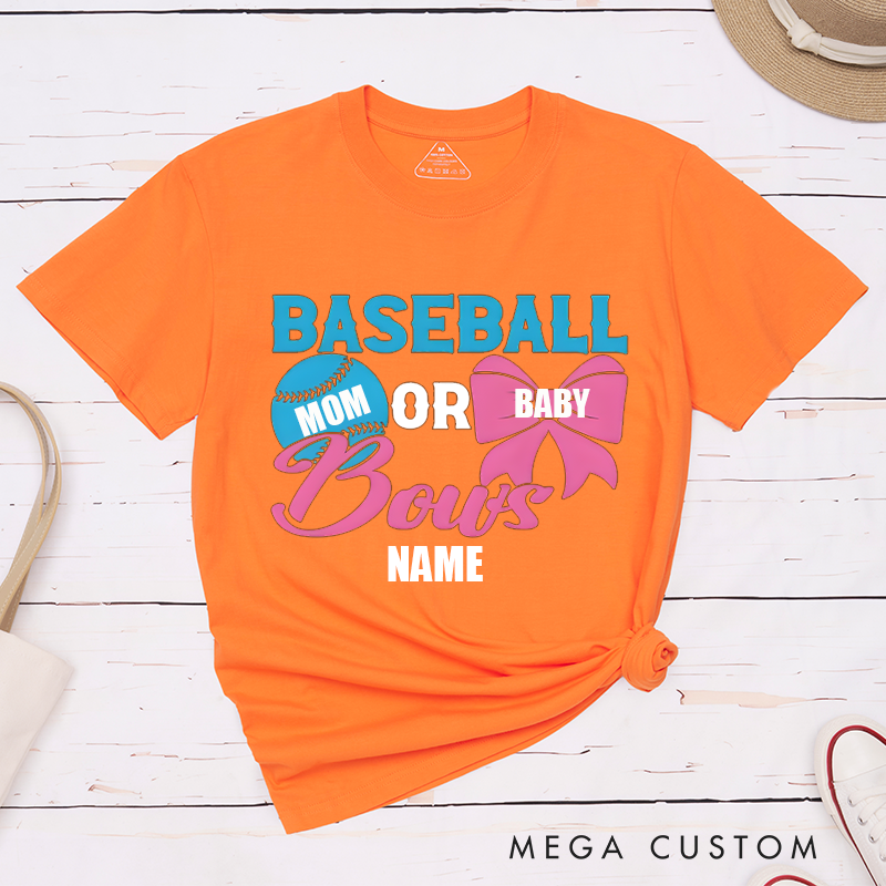 Personalized Mother's Day Gift Baseball or Bows Design Classic T-shirt