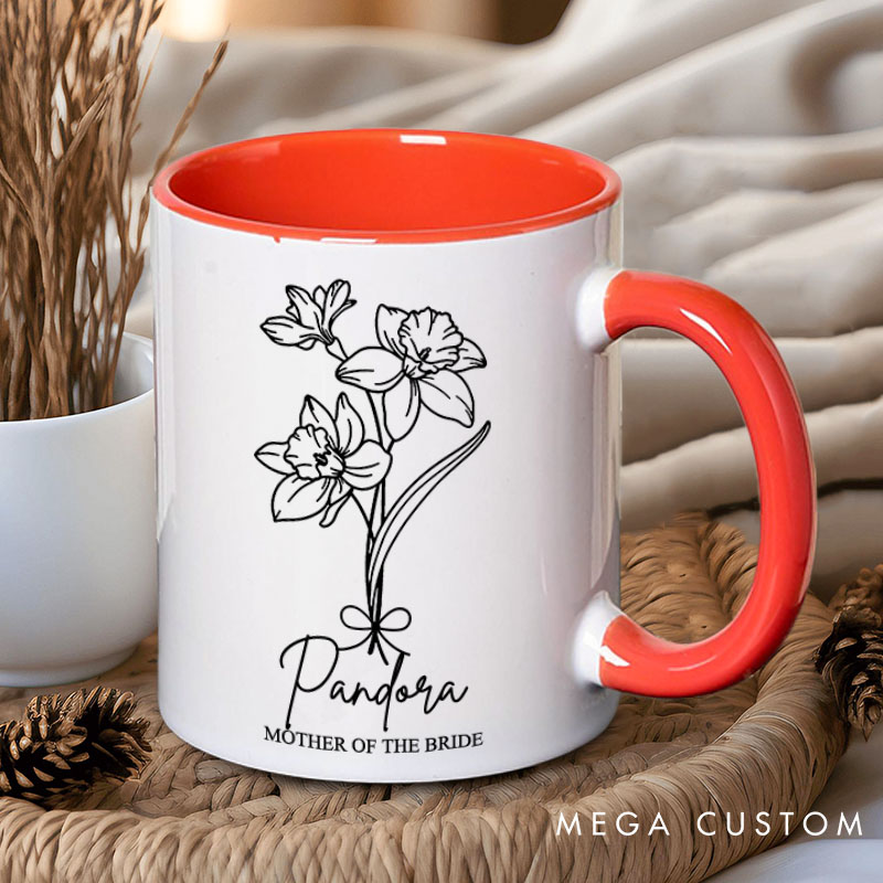 Personalized Delicate Bridesmaid Birth Flower Mug Maid of Honor Month Flower Mug Bachelorette Party Mug Bridesmaid Proposal Gift Bridal Shower Mug
