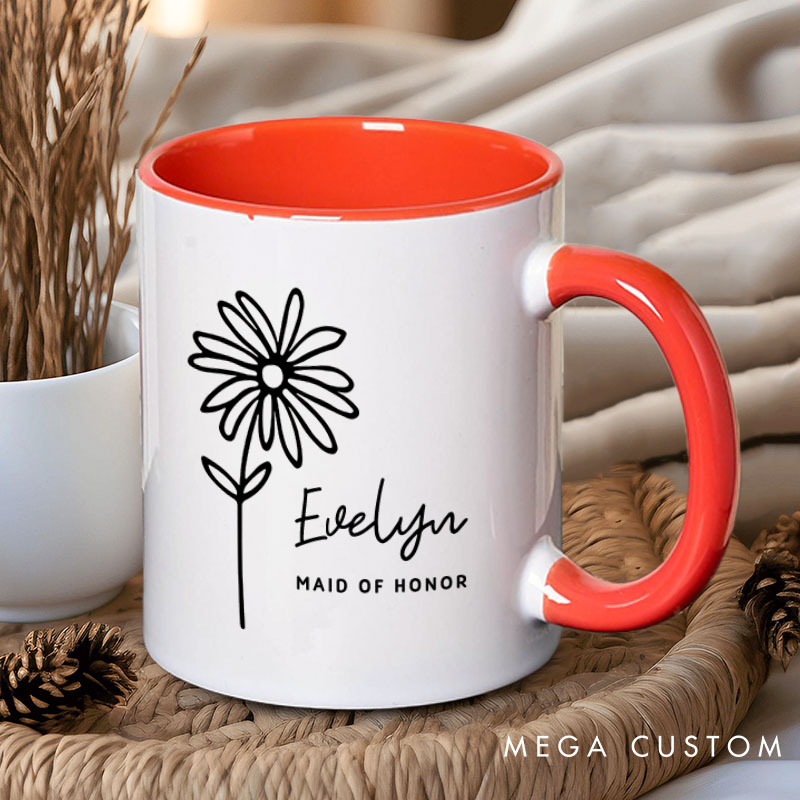 Personalized Bridesmaid Wildflowers Mug Maid of Honor Mug Bachelorette Party Mug Bridesmaid Proposal Gift Mother of the Bride Groom Bridal Shower Mug