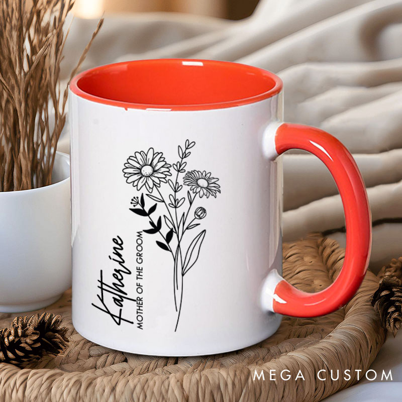 Personalized Stunning Bridesmaid Birth Flower Mug Maid of Honor Month Flower Mug Bachelorette Party Mug Mother of Bride Groom Mug Bridal Shower Mug