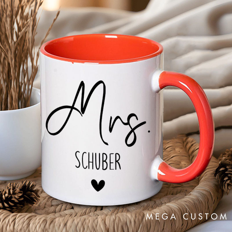 Personalized Couple Minimalist Mr. and Mrs. Mug Custom Couple Heart Coffee Mug Valentine's Day Mug for Husband Wife Hubby Wifey