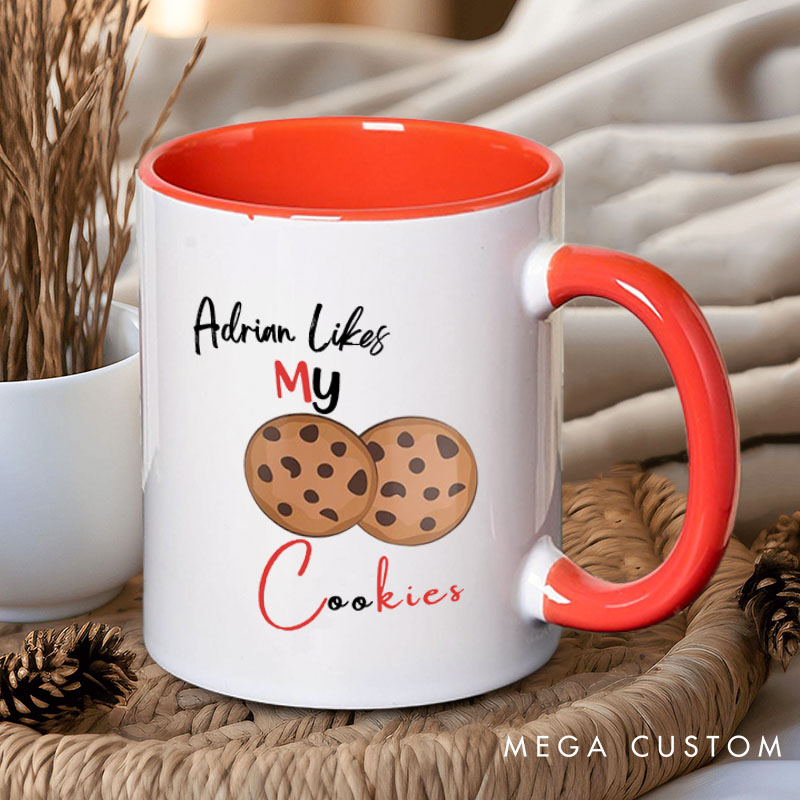 Personalized Couple She Likes My Peppermint Stick and He Likes My Cookies Christmas Mug Couple Xmas Coffee Mug for Husband Wife Boyfriend Girlfriend