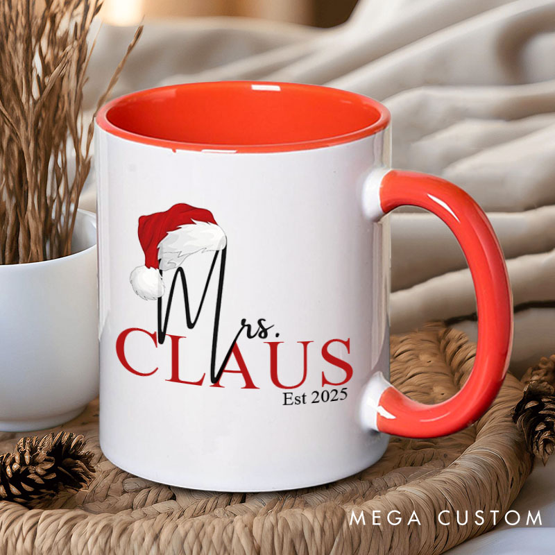 Personalized Couple Mr. Claus and Mrs. Claus with Christmas Hat Mug Custom Couple Xmas Coffee Mug Christmas Mug for Husband Wife Hubby Wifey