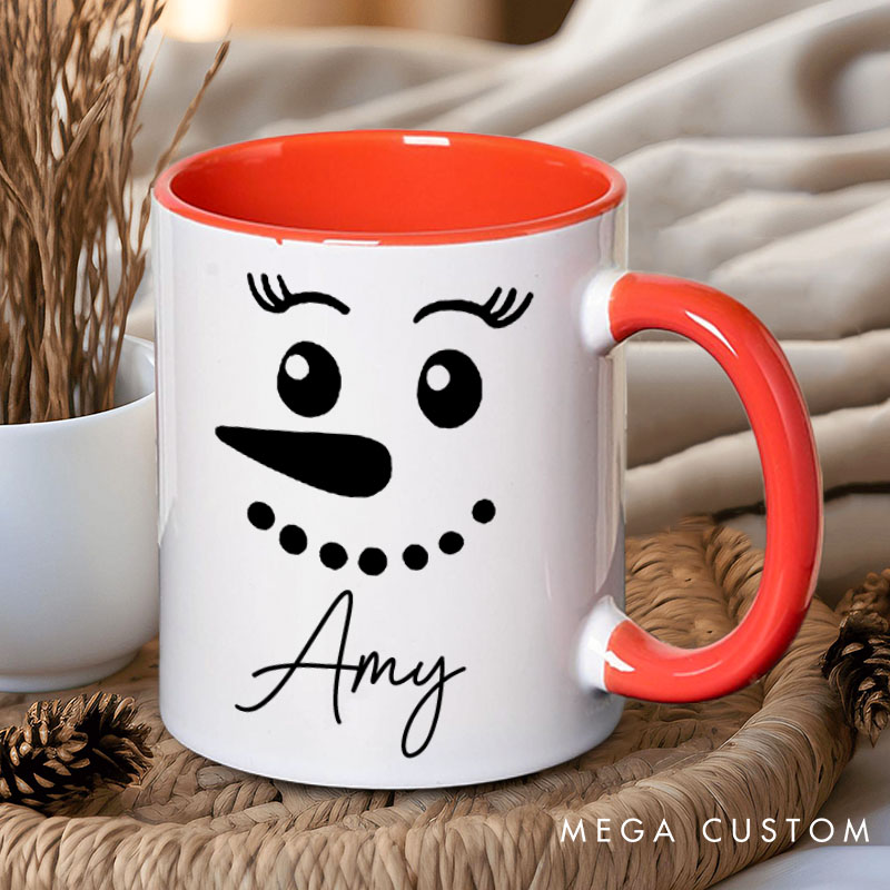 Personalized Couple Snowman Christmas Mug Custom Couple Name Xmas Coffee Mug Christmas Mug for Husband Wife Boyfriend Girlfriend