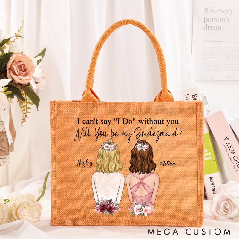 Personalized Will You Be My Bridesmaid Tote Bag Wedding Bride and Bridesmaid Tote Bag Burlap Tote Bag For Bridesmaid